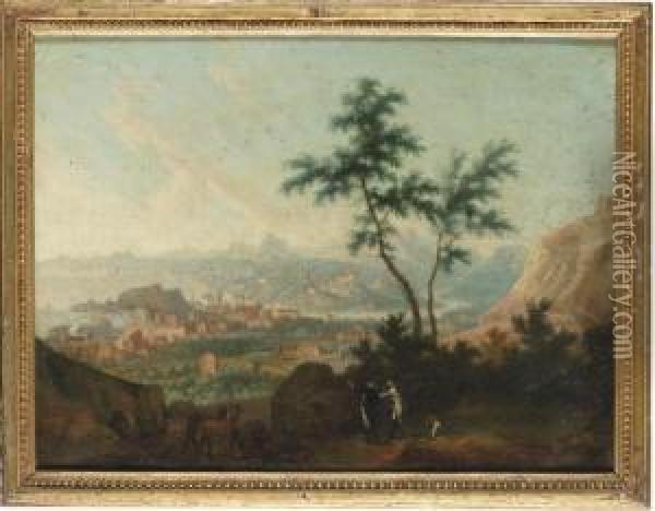 A View Of A Bay In Ligurio Oil Painting - Vittorio Amedeo Cignaroli