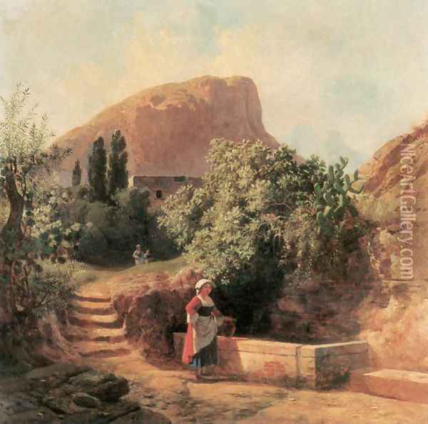 Italian Garden with Female Figure 1863 Oil Painting - Ferenc Marko