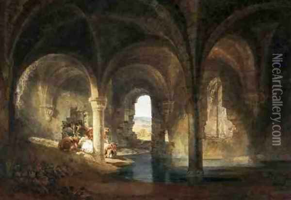 Refectory of Kirkstall Abbey, c.1798 Oil Painting - Joseph Mallord William Turner