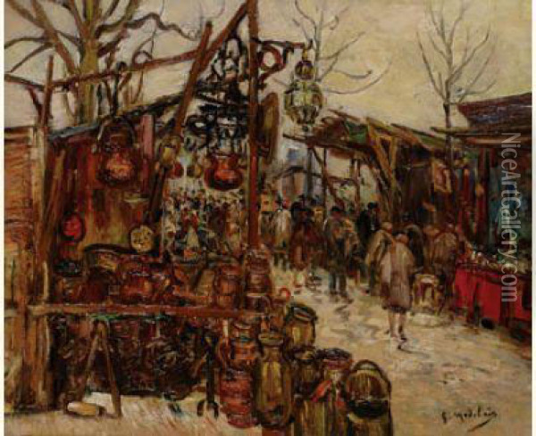 La Foire A La Ferraille Oil Painting - Gustave Madelain