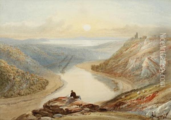 The Avon Gorge From Clifton Down Showing Cook's Folly And Looking Towards The Severn Estuary Oil Painting - Samuel Jackson