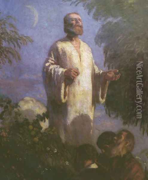 Christ in Garden Getsmane 1903 Oil Painting - Bela Ivanyi Grunwald