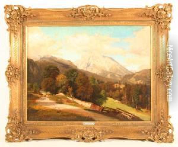 Alpenlandschaft Oil Painting - Julius Rollmann