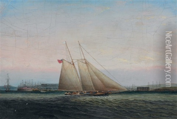Yachting In New York Harbor Oil Painting - James Edward Buttersworth