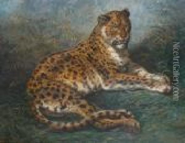 Leopard Oil Painting - Ernest Henry Griset