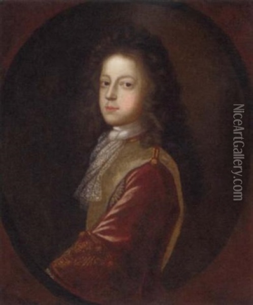 Portrait Of Prince James Francis Edward Stuart, The Old Pretender, In A Jacket And Lace Cravat Oil Painting - Herman Verelst