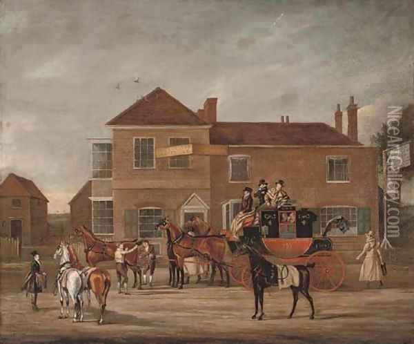 The Manchester to London Royal Mail outside the Old White Lion Oil Painting - James Pollard
