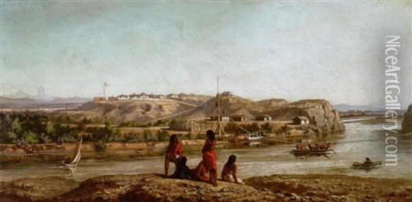 An Outpost Along The Rio Grande River Oil Painting - Ernest Etienne Narjot