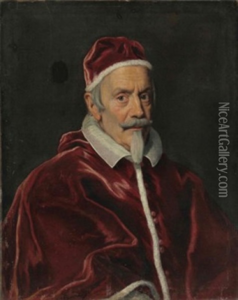 Portrait Of Pope Clement X (1590-1676), Bust-length, In Papal Robes Oil Painting - Giovanni Battista Gaulli