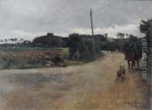Figures On A Country Road Oil Painting - Stanhope Alexander Forbes