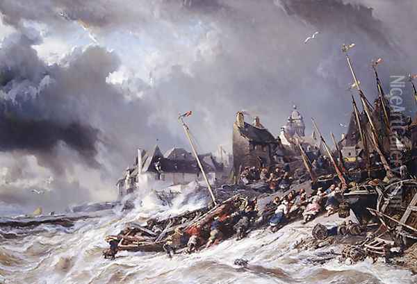 Hurricane before Saint Malo Oil Painting - Eugene Isabey