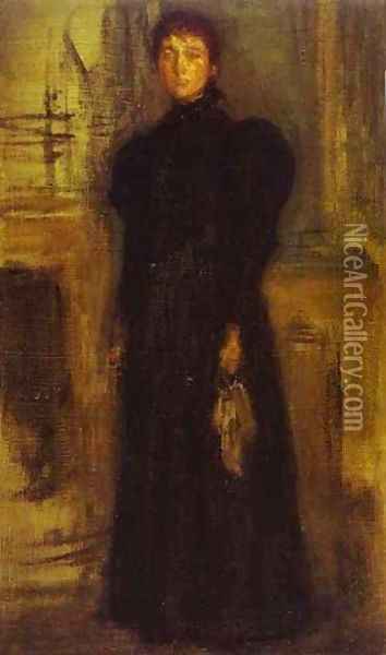 Miss Rosalind Birnie Philip Standing 1897 Oil Painting - James Abbott McNeill Whistler