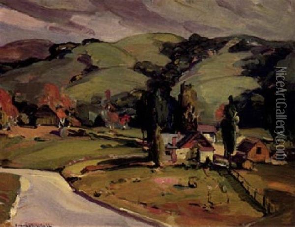 House By The Country Road Oil Painting - Franz Arthur Bischoff