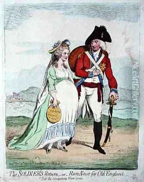The Soldiers Return or Rare News for Old England Oil Painting - James Gillray