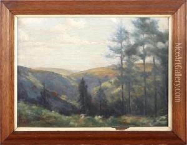 A Hillside Landscape Oil Painting - William Mainwaring Palin