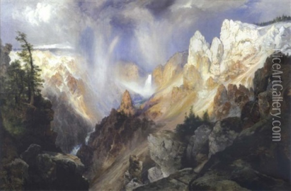 Mists In The Yellowstone Oil Painting - Thomas Moran