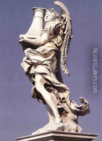 Angel with the Column Oil Painting - Antonio Raggi