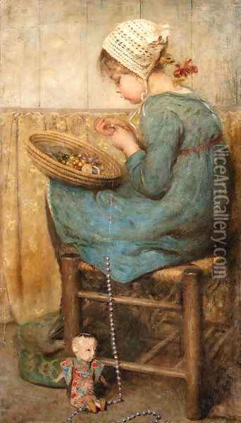 Stringing the beads Oil Painting - Sara McGregor