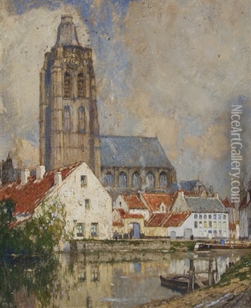 At The Church Of Dordrecht Oil Painting - Hendrick Cassiers