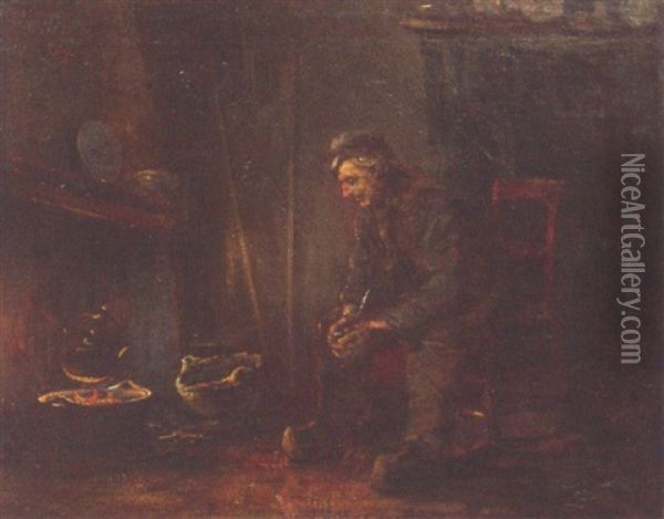 Am Warmenden Feuer Oil Painting - Suze Bisschop-Robertson