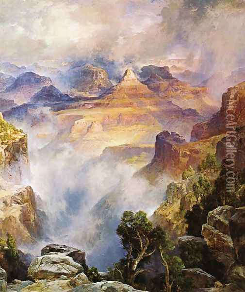 Canyon Mists: Zoroaster Peak [Grand Canyon, Arizona] Oil Painting - Thomas Moran