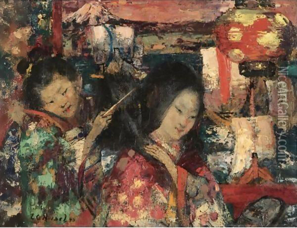 In Japan Oil Painting - Edward Atkinson Hornel