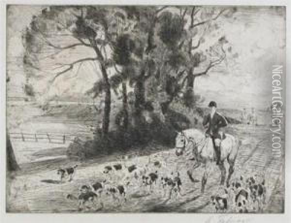 Huntsman And Hounds Oil Painting - Algernon Talmage