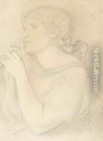 Study of Fanny Cornforth, half-length, for 'Fazio's Mistress' Oil Painting - Dante Gabriel Rossetti