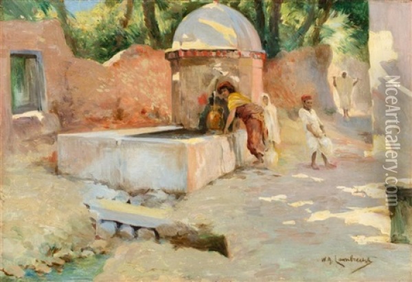 La Fontaine Oil Painting - William Lambrecht