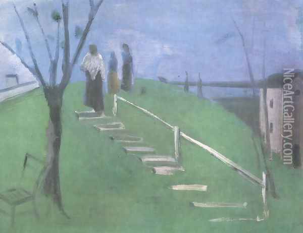On the Hillside 1931 Oil Painting - Istvan Farkas