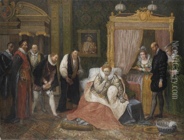 La Mort D'elisabeth I Oil Painting - Louis Ducis