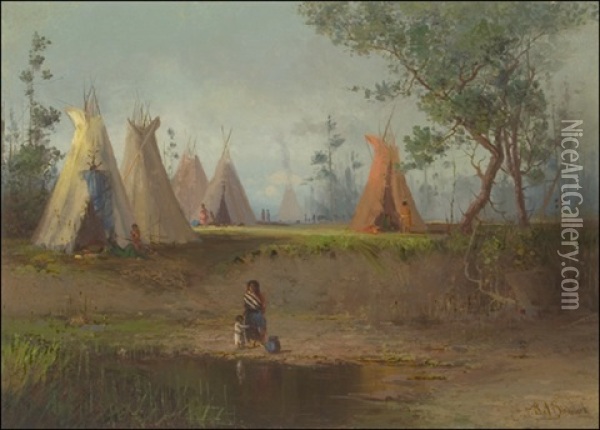 Encampment On The Upper Missouri Oil Painting - Ralph Albert Blakelock
