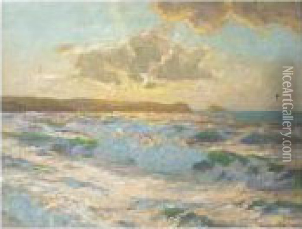 Off Cornwall Oil Painting - Julius Olsson