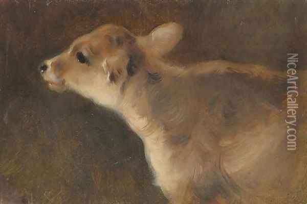 A Calf Oil Painting - George W. Horlor