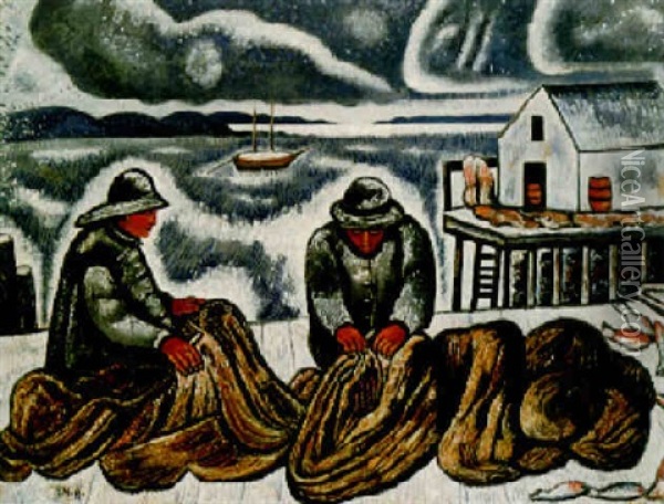 Nova Scotia Fishermen Oil Painting - Marsden Hartley