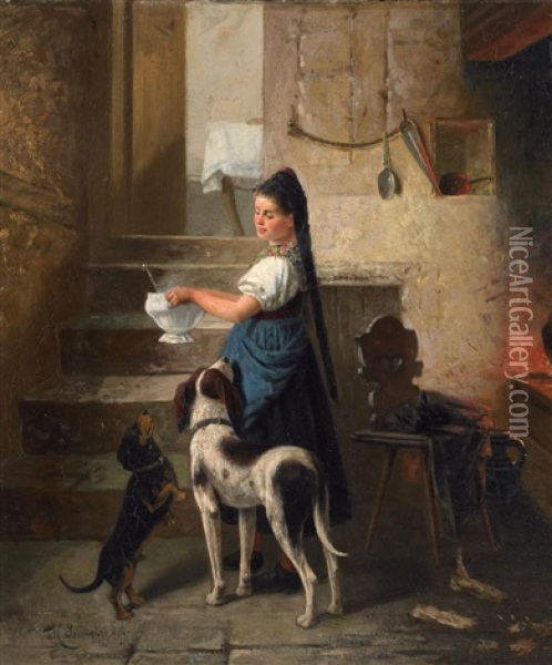 Des Forsters Tochterlein Oil Painting - Heinrich Leinweber