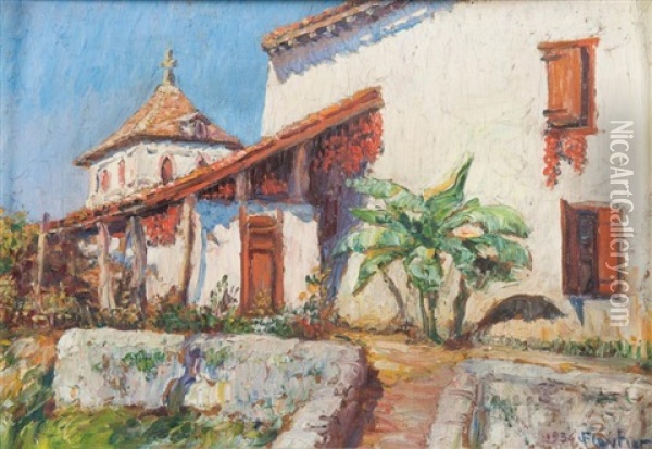 Le Village D'espelette Pres De Cambo Oil Painting - Louis Floutier
