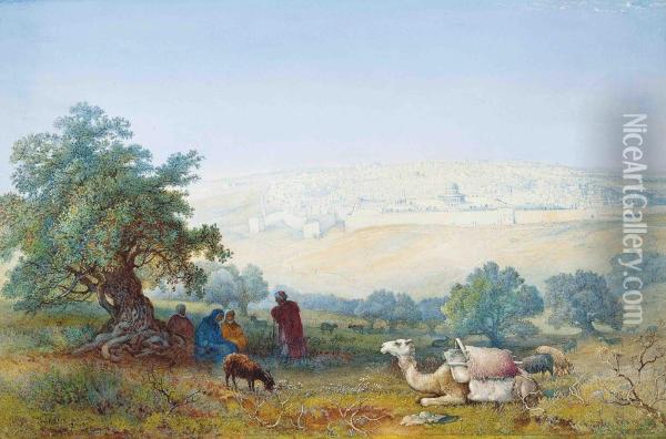 Jerusalem From The Mount Of Olives Oil Painting - Paul H. Ellis