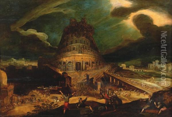 La Tour De Babel Oil Painting - Kerstiaen De Keuninck The Elder
