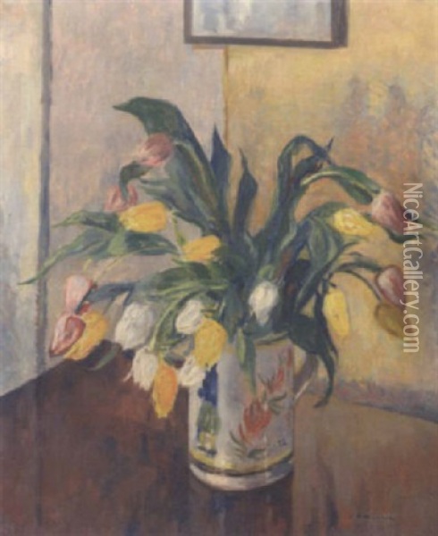 Still Life Of Tulips Oil Painting - James Bolivar Manson