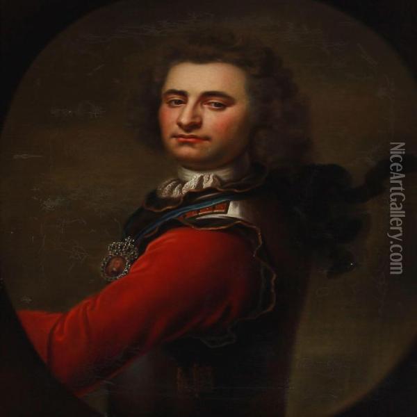 Portrait Of Peter Wessel, Called Tordenskjold Oil Painting - Hans Chr. Hansen Vantore
