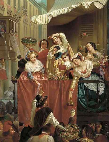 The flower festival Oil Painting - William Powell Frith