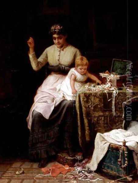 Mischief 1882 Oil Painting - Jane Maria Bowkett