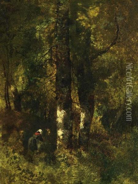 Boisiere En Foret De Fontainebleau. Oil Painting - Narcisse-Virgile D Az De La Pena