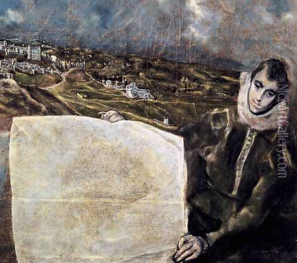 View and Plan of Toledo (detail) 2 Oil Painting - El Greco (Domenikos Theotokopoulos)