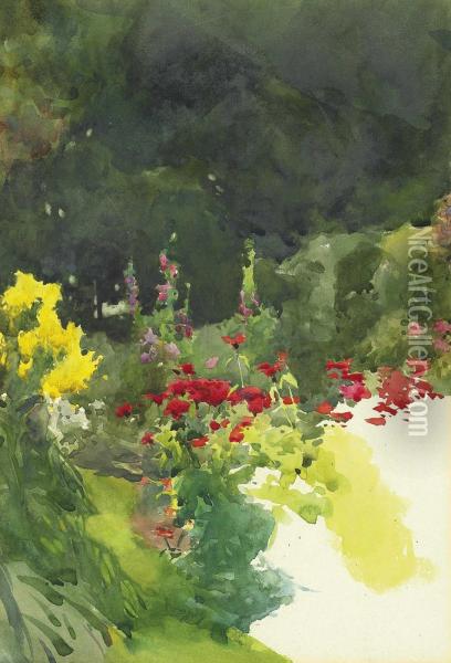 Poppies In The Garden At Kilmurray, County Cork Oil Painting - Mildred Anne Butler
