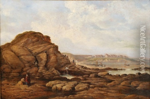 Coastal Scene - Spain Oil Painting - Thomas Miles Richardson the Younger