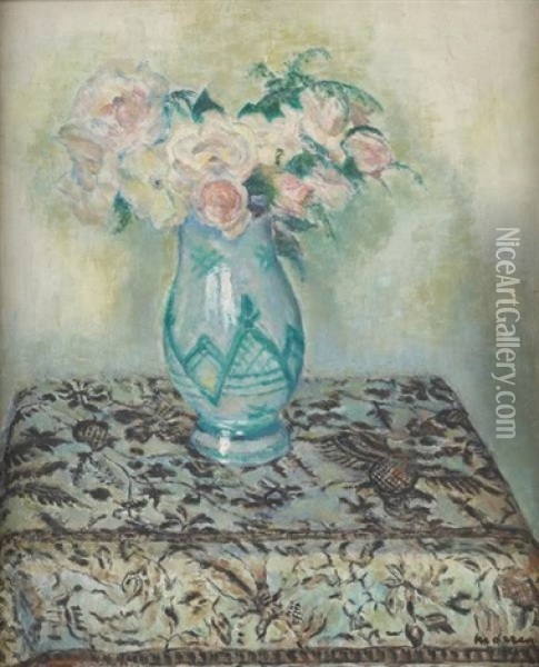 Roses Epanouies Oil Painting - George Morren