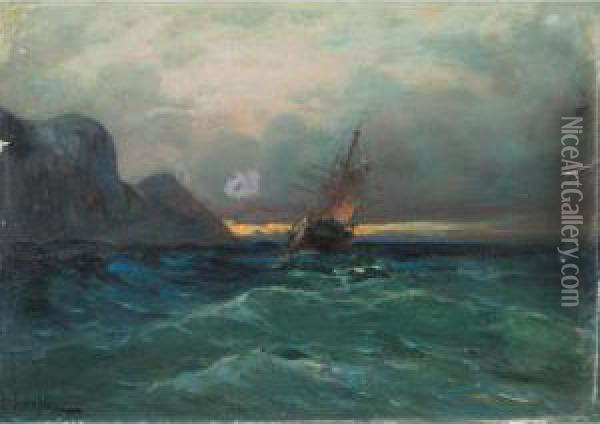 In Rough Seas Oil Painting - Vassilios Chatzis