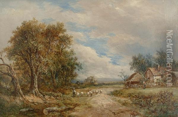 Homewards Along A Country Lane Oil Painting - Joseph Thors